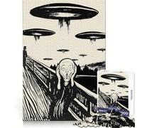 Puzzle parodia UFO di The Scream per adolescenti, 1000 pezzi, stimola la memoria, divertimento lento, bordi puliti, regalo di Natale 38x52cm