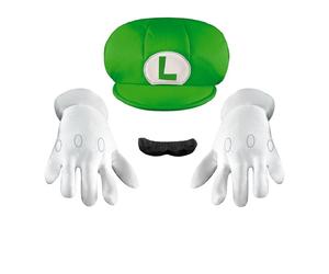 Puzzle Party Kit Carnevale Super Mario Luigi Cappello Guanti e Baffi Bambino