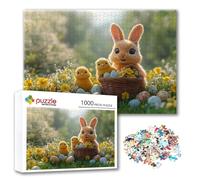 Puzzle Pasqua Puzzle 1500 Pezzi Coniglio, Adulti e Adolescente Divertente Giocattolo per Giocare, Impegnativi Impossibile Jigsaw con Poster e Borsa Chiusa per Decorazioni Casa Parete Regalo P-1