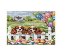 Puzzle pasquale Cavalier King Charles Spaniel per adulti, 300 pezzi, puzzle in legno stampato con cucciolo di fattoria, decorazioni per la casa