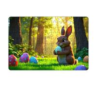 Puzzle pasquale - Divertente gioco festivo, tema coniglietto e | Grazioso disegno di coniglio a cartoni animati per bambini, adolescenti e adulti, ecologico, regalo di primavera, 30x21x1 cm