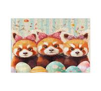 Puzzle pasquale primavera panda rosso per adulti 300 pezzi, simpatici puzzle divertenti uova animali in legno, strano Funky Groovy stampato decorazione per intrattenimento creativo