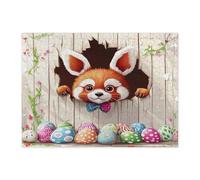 Puzzle pasquale primavera panda rosso per adulti 500 pezzi, divertenti uova rustiche animali puzzle in legno, decorazione in legno per casa intrattenimento