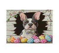 Puzzle pasquale primaverile con cane pitbull per adulti, 500 pezzi, divertenti puzzle in legno rustici con uova, decorazione per casa e intrattenimento