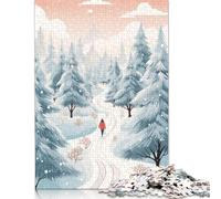 Puzzle Passeggiata Invernale nella Foresta di Pini con Immagini Personalizzabili, Puzzle in Cartone Riciclato al 100% per Adulti dai 12 Anni 1000 Pezzi (75x50cm)