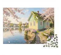 Puzzle Pastel Cottage Under Cherry Blossoms 1000 Pezzi Per Adulti Scenery - Rilassamento Di Giochi, Gioco Familiare, Pratica Parete Da Decorazione E Regalo 70x50cm/1000pcs