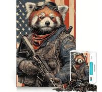 Puzzle patriottico con soldato panda rosso per adulti, 1000 pezzi, gioco di intelligenza, divertimento rilassante, taglio preciso, lista dei desideri di Babbo Natale (50x75cm)