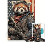 Puzzle patriottico con soldato panda rosso per adulti, 1000 pezzi, gioco di logica e abilità, antistress, taglio preciso, regalo elegante (38x26cm)