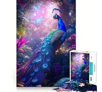 Puzzle Pavone nella foresta incantata per ragazzi, 1000 pezzi, stimola la memoria, rilassante, divertente, da assemblare, (50x75cm)