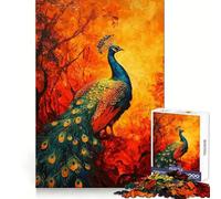 Puzzle Pavone nella foresta infuocata per ragazzi, 1000 pezzi, stimola la memoria, rilassante, divertente, da assemblare, (50x75cm)