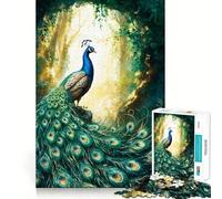 Puzzle "Pavone nella foresta" per ragazzi, 1000 pezzi, gioco di logica stimolante, divertimento condiviso, bordi trasparenti, regalo perfetto (38x52cm)