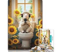 Puzzle "Pecora sul water" da 1000 pezzi per adolescenti, antistress, sfida difficile, decorazioni e regali unici per la casa (50x75cm)