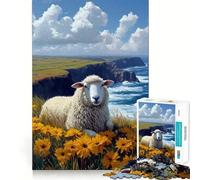 Puzzle "Pecore in un campo di fiori" per adulti, 1000 pezzi, gioco di logica, divertente da assemblare, taglio preciso, regalo memorabile 50x75cm