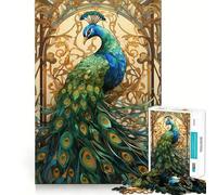 Puzzle Peecock in vetro colorato per adulti, 1000 pezzi, gioco di intelletto, divertimento rilassante, taglio preciso, lista dei desideri di Babbo Natale (38x26cm)