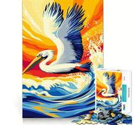 Puzzle Pellicano in volo sulle onde dell'oceano per ragazzi, 1000 pezzi, rompicapo, antistress, taglio di alta qualità, (38x52cm)