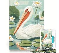 Puzzle "Pellicano nello stagno delle ninfee" per ragazzi, 1000 pezzi, gioco mentale, divertimento per il tempo libero, taglio di alta qualità, regalo pensato con cura (38x26cm)