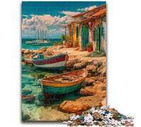 Puzzle per adolescenti 1000 barche su un'isola turistica Giocattoli per l'intrattenimento della famiglia con poster abbinato e foglio di quiz 50X75CM