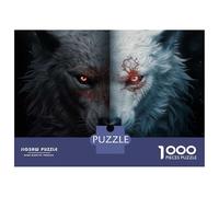 Puzzle Per Adolescenti 1000 Black Wolf Vs White Wolf Puzzle Per Adulti Gioco Per Famiglie Ma Divertente E Umoristico Per Compleanno, Natale 52x38cm/1000pcs