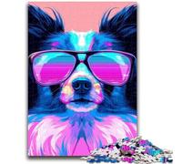 Puzzle per adolescenti 1000 cani al neon con occhiali, giochi educativi, decorazioni per la casa, ideali come regalo per tutta la famiglia, 50x75cm