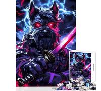 Puzzle per adolescenti 1000 cani Schnauzer nano Samurai Warrior Giocattolo educativo Ottimi regali e giocattoli Giochi divertenti Collezione di artisti Belle arti Dimensioni 38x26cm