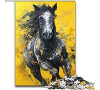 Puzzle per adolescenti 1000 cavalli neri e dorati, per età 14+, adatti per coppie, attività divertenti da fare a casa, regalo di compleanno, regali da viaggio dimensioni 50x75cm