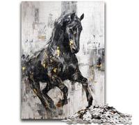 Puzzle per adolescenti 1000 cavalli neri e dorati per età 14+ Difficili da completare ma divertenti e divertenti Ottimi regali e giocattoli 50X75CM