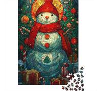 Puzzle Per Adolescenti 1000 Christmas Stained Glass Snowman Puzzle Per Adulti Giochi Per Famiglie Assemblaggio Di Modelli Aiuta L'esercizio Del Cervello 70x50cm/1000pcs