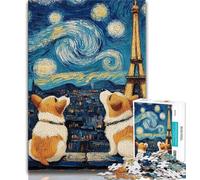 Puzzle per adolescenti 1000 Corgi sotto il cielo notturno 1000 pezzi per adolescenti interessante riduzione dello stress interazione genitore-figlio 38x26cm