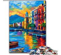 Puzzle per adolescenti 1000 dipinti del lungomare di Napoli, Italia, allena il tuo cervello e le tue mani, regali di compleanno unici per età 14+ (dimensioni 26x38cm)