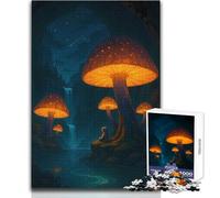 Puzzle per adolescenti 1000 Foresta di funghi incantata di notte Gioco di sfida unico Sfida difficile Regali di compleanno Dimensioni 50x75cm