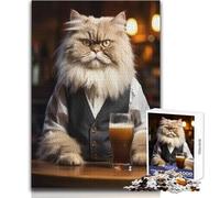 Puzzle per adolescenti 1000 gatti persiani al pub, attività di svago tranquilla e piacevole, giocattolo artigianale di alta qualità con bordi precisi, dimensioni 38x52cm