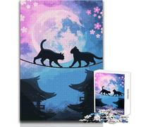Puzzle per adolescenti 1000 gatti su una corda tesa al chiaro di luna Gioco di sfida unico Sfida difficile Regali di compleanno Dimensioni 50x75cm