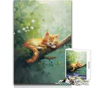 Puzzle per adolescenti 1000 Gattini addormentati sull'albero Gioco di sfida unico Sfida difficile Regali di compleanno Dimensioni 50x75cm