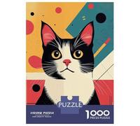 Puzzle Per Adolescenti 1000 Geometric Cat Portrait Puzzle Per Adulti Gioco Rompicapo Analisi E Logica Riduzione Dello Stress Regali 70x50cm/1000pcs