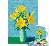 Puzzle per adolescenti 1000 gigli gialli in vaso gioco pratico e stimolante per la mente ideale come regalo di compleanno per donne (dimensioni 75x50cm)