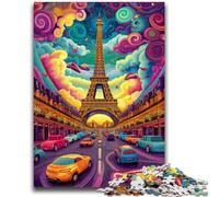 Puzzle per adolescenti 1000 giocattoli psichedelici Eiffel, giochi educativi antistress adatti per la decorazione della scrivania, 50x75cm