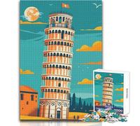 Puzzle per adolescenti 1000 illustrazioni della Torre di Pisa, gioco di sfida unico, sfida difficile, regali di compleanno, dimensioni 38x26cm
