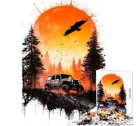 Puzzle per adolescenti 1000 Jeep Sunset Adventure Giocattolo educativo Ottimi regali e giocattoli Giochi divertenti Collezione di artisti Belle arti Dimensioni 38x26cm