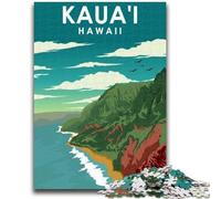 Puzzle per adolescenti 1000 Kauai Hawaii Travel Poster Puzzle da 1000 pezzi, antistress Staycation Kill Time Wishlist con Babbo Natale (50x75cm)