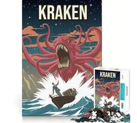 Puzzle per adolescenti 1000 Kraken Criptide Mostro del folklore Stampa artistica Taglio preciso Gioco Rompicapo Regalo Gioco rilassante Regalo di Natale Arte (38x52cm)