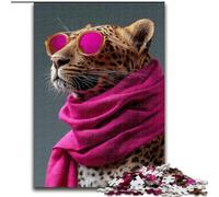 Puzzle per adolescenti 1000 leopardi con sciarpa, gioco intellettuale giocattolo per rafforzare l'amore tra coppie dai 14 anni in su (dimensioni 50x75cm)