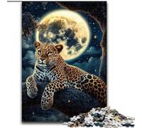 Puzzle per adolescenti 1000 leopardi sotto la luna, gioco per famiglie antistress, sfida difficile, rafforza l'amore tra coppie (dimensioni 50x75cm)