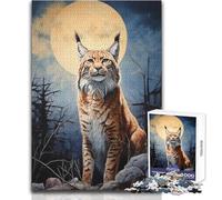 Puzzle per adolescenti 1000 linci al chiaro di luna, attività di svago tranquilla e piacevole, giocattolo artigianale di alta qualità con bordi precisi, dimensioni 38x26cm