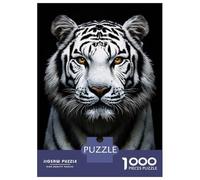 Puzzle Per Adolescenti 1000 Majestic White Tiger Portrait on Black Puzzle Per Adulti Gioco Rompicapo Analisi E Logica Riduzione Dello Stress Regali 38x26cm/1000pcs