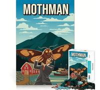 Puzzle per adolescenti 1000 Mothman Cryptid Attack Travel Poster Art Exact Cut Play Brain Teaser Gift Calm Play Time Xmas Art Gift (50x75cm)