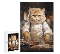 Puzzle Per Adolescenti 1000 PCS Big Fat Chef Cook Cat Puzzle Per Adulti Giocattolo Decorazione Da Parete Vacanza A Casa Passatempo Per Compleanno, Natale 1000 PCS