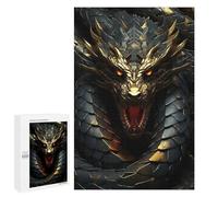 Puzzle Per Adolescenti 1000 PCS Black And Gold Dragon Puzzle Per Adulti Giochi Rilassanti Assemblaggio Di Modelli Interazione Genitore-figlio 1000 PCS