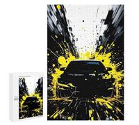 Puzzle Per Adolescenti 1000 PCS Black Car with Yellow Splatter Effect Puzzle Per Adolescenti Giochi Rilassanti Assemblaggio Di Modelli Regali Unici Per Compleanno E Natale 1000 PCS