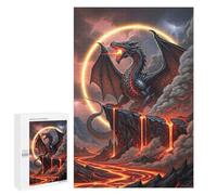 Puzzle Per Adolescenti 1000 PCS Black Dragon with Lava Landscape Puzzle Divertenti Da Assemblare, Modelli, Regali Unici Per Compleanno E Natale 1000 PCS