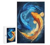 Puzzle Per Adolescenti 1000 PCS Blue And Gold Koi Fish Puzzle Per Adulti Gioco Rompicapo Assemblaggio Di Modelli Interazione Genitore-figlio 1000 PCS